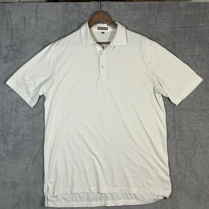 Peter Millar Summer Comfort Men's Large Polo Shirt White Stripe Golf Performance